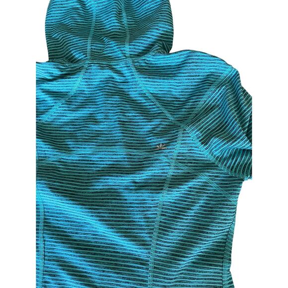 Lukka Jacket Teal Blue Striped Zip Up Hoodie Lightweight Womens Size M - Picture 11 of 15
